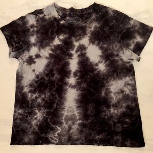 Nili Lotan Distressed Black Tie Dye Knit Cotton Tee S M L